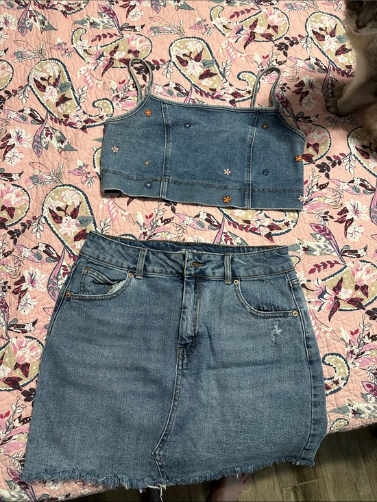 Wild Fable Denim - Wild Fable skirt and ban Halter top, so cute!